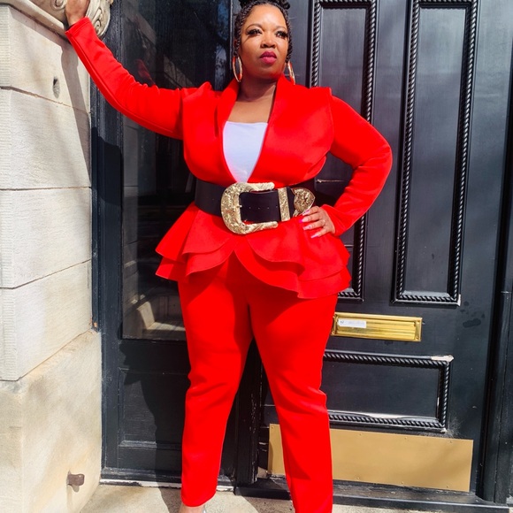 Plus Size Peplum Blazer Set - Picture 3 of 5